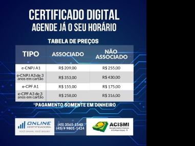 ACISMI oferece o Certificado Digital obrigatrio